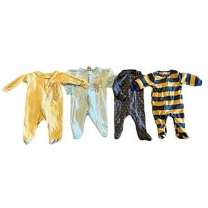 Infant 0–3M Sleepers Lot – 4 Footed Zip Pajamas (Gerber & Cloud Island)
